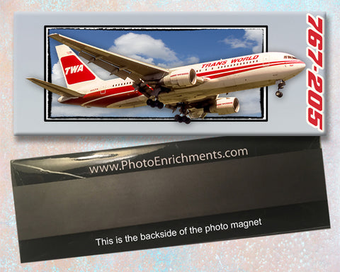 TWA Airlines 80's Logo Boeing 767-205 Fridge Magnet (PMT1738)