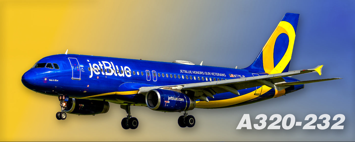 JetBlue Airways 2022 "Vets in Blue" Airbus A320-232 Fridge Magnet (PMT1828)