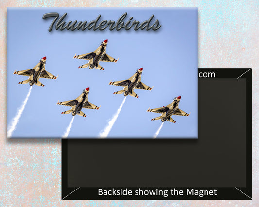 2.25"x3.25" handmade fridge magnet of the US Air Force Thunderbirds military aircraft