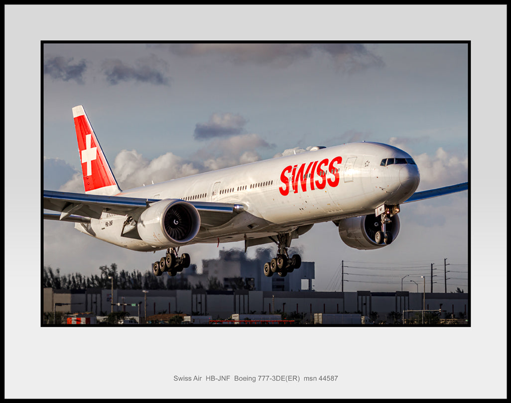 SWISS Air HB-JNF Boeing 777-3DE(ER) Color Photograph (PP058LAJM11X14)