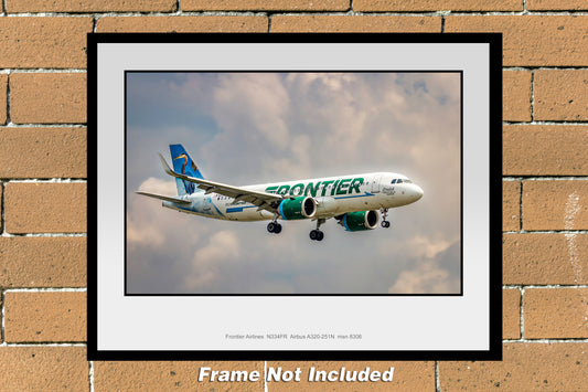 Frontier Airlines Airbus A320-251N Color Photograph (T253RAJM11X14)