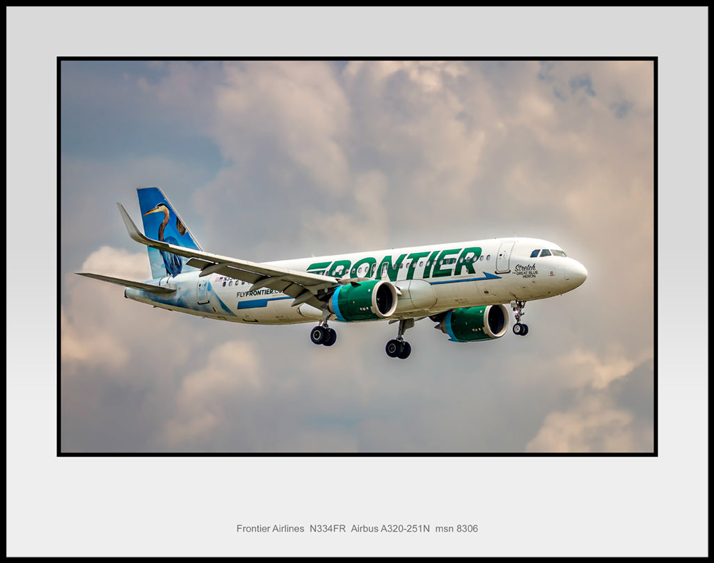 Frontier Airlines Airbus A320-251N Color Photograph (T253RAJM11X14)