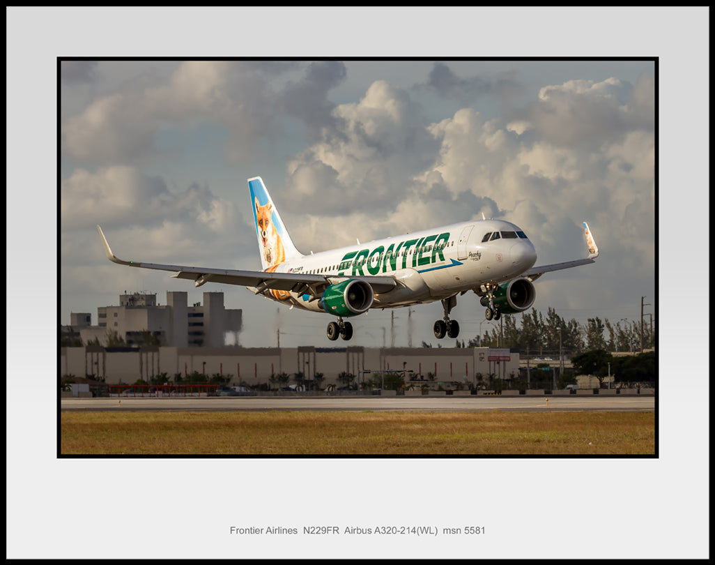 Frontier Airlines Airbus A320-214(WL) Color Photograph (T262RAJM11X14)