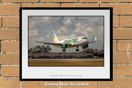 Frontier Airlines Airbus A320-214(WL) Color Photograph (T262RAJM11X14)
