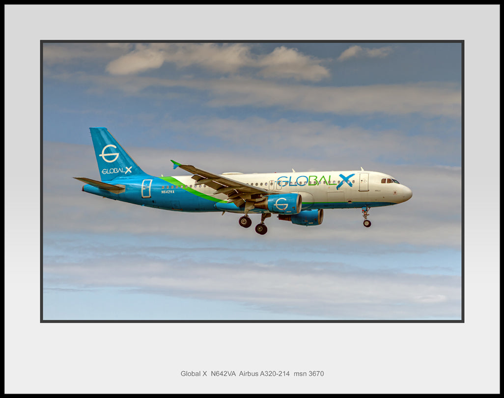 Global X Airlines Airbus A320-214 Color Photograph (T266RAJM11X14)