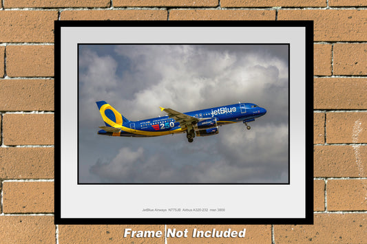 JetBlue Airways Vets in Blue 250 Airbus A320 11" X 14" Color Photograph (T268RAJM11X14)