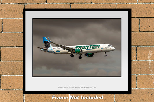 Frontier Airlines Airbus A321-211(WL) Color Photograph (TA067RAJM11X14)