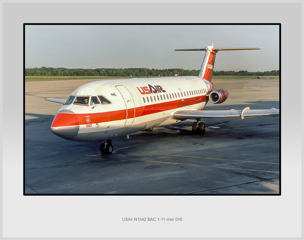 USAir Airlines BAC 1-11 Color Photograph (V018LGJC11X14)