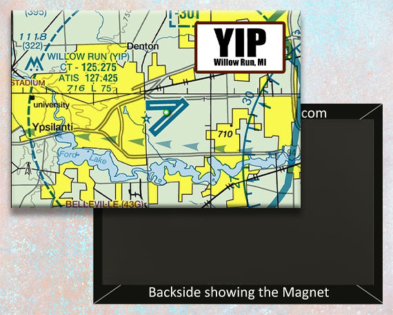 YIP  Airport Sectional Map Fridge Magnet (MM10542)