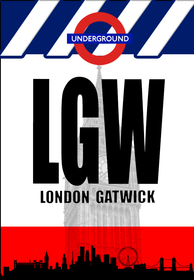 LGW London Gatwick airport IATA code handmade fridge magnet