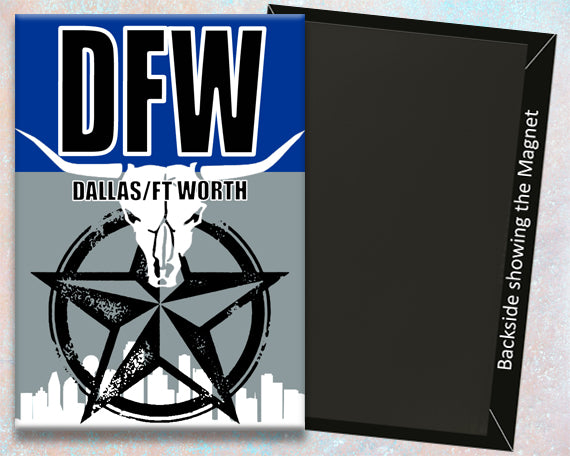 2.25"x3.25" handmade fridge magnet DFW airport IATA code