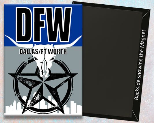 2.25"x3.25" handmade fridge magnet DFW airport IATA code