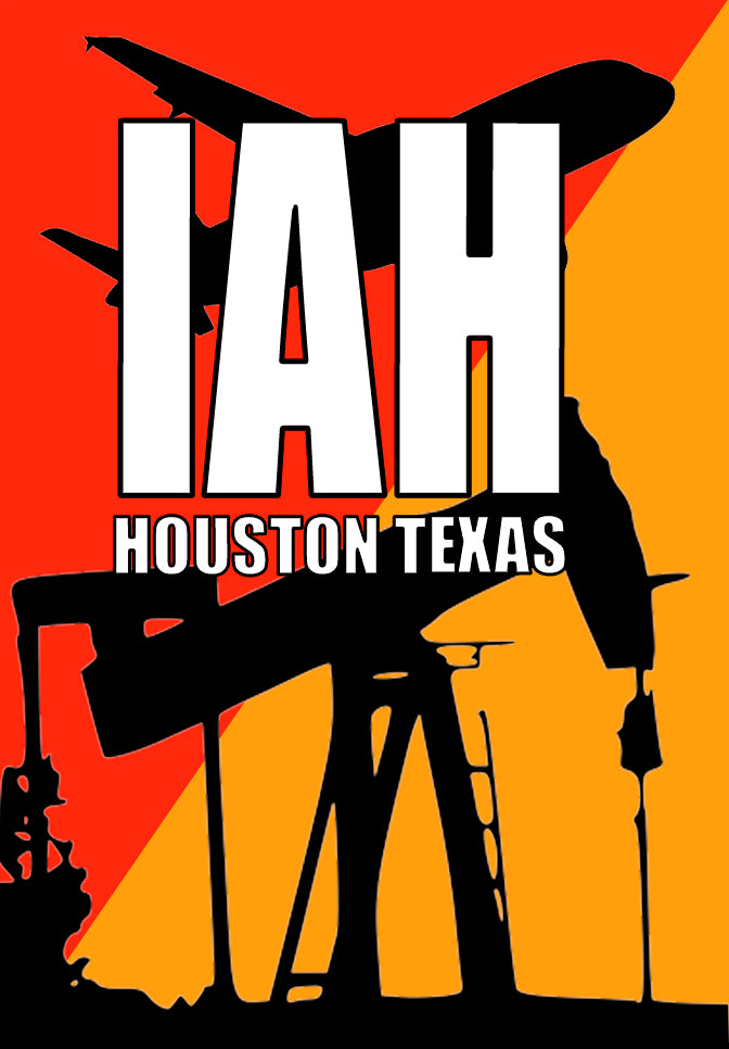 2.25"x3.25" handmade fridge magnet IAH Houston Intercontinental airport IATA code