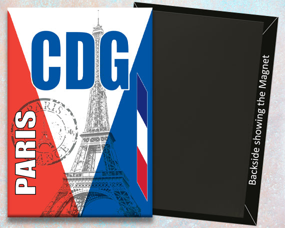 2.25"x3.25" handmade fridge magnet IATA airport code for CDG Paris France