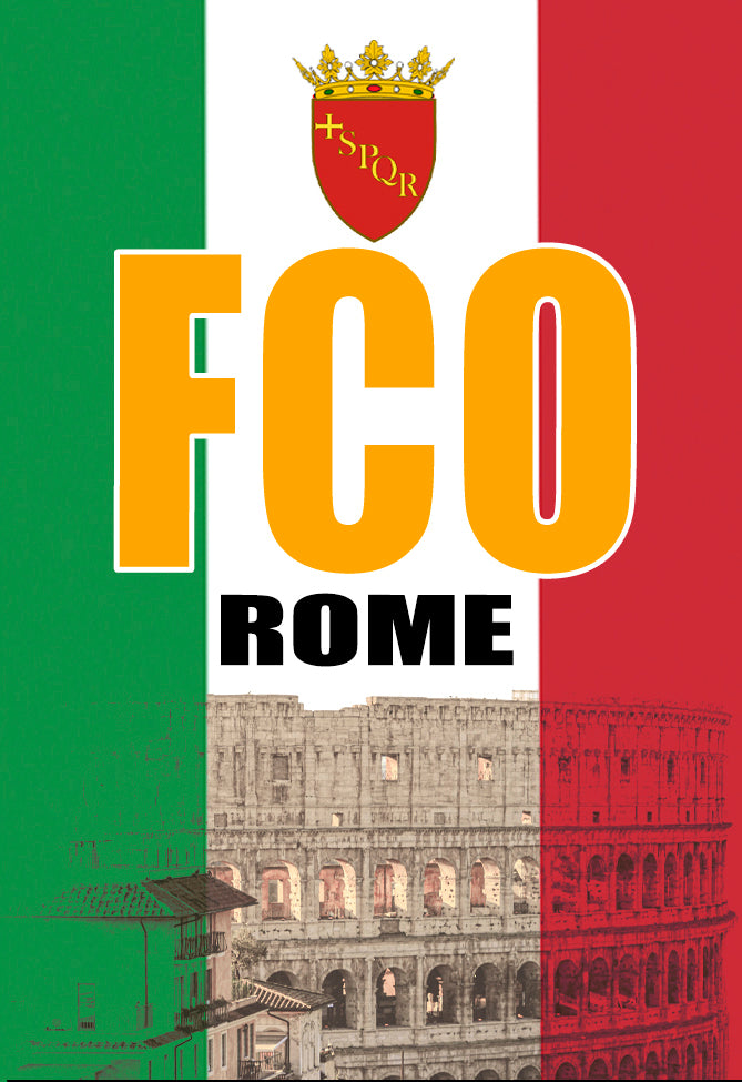 2.25"x3.25" handmade fridge magnet FCO Rome airport IATA code