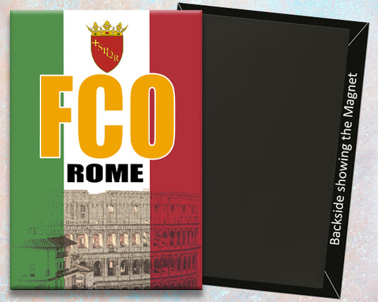 2.25"x3.25" handmade fridge magnet FCO Airport IATA code