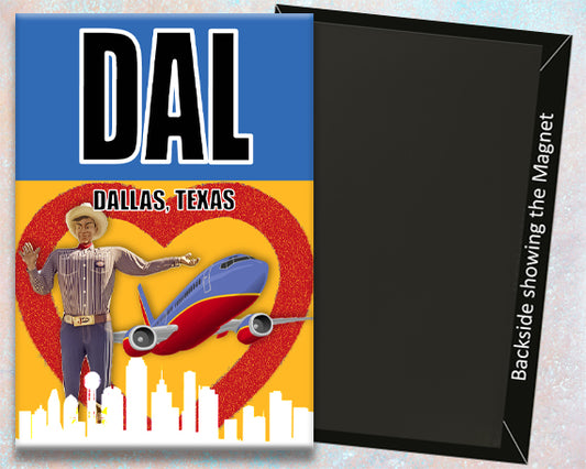 2.25"x3.25" handmade fridge magnet DAL Dallas Love field airport IATA city code 