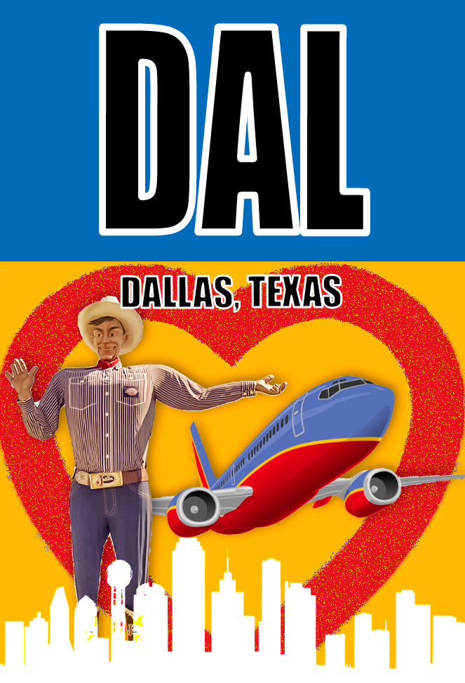 DAL Dallas love field handmade fridge magnet airport IATA code