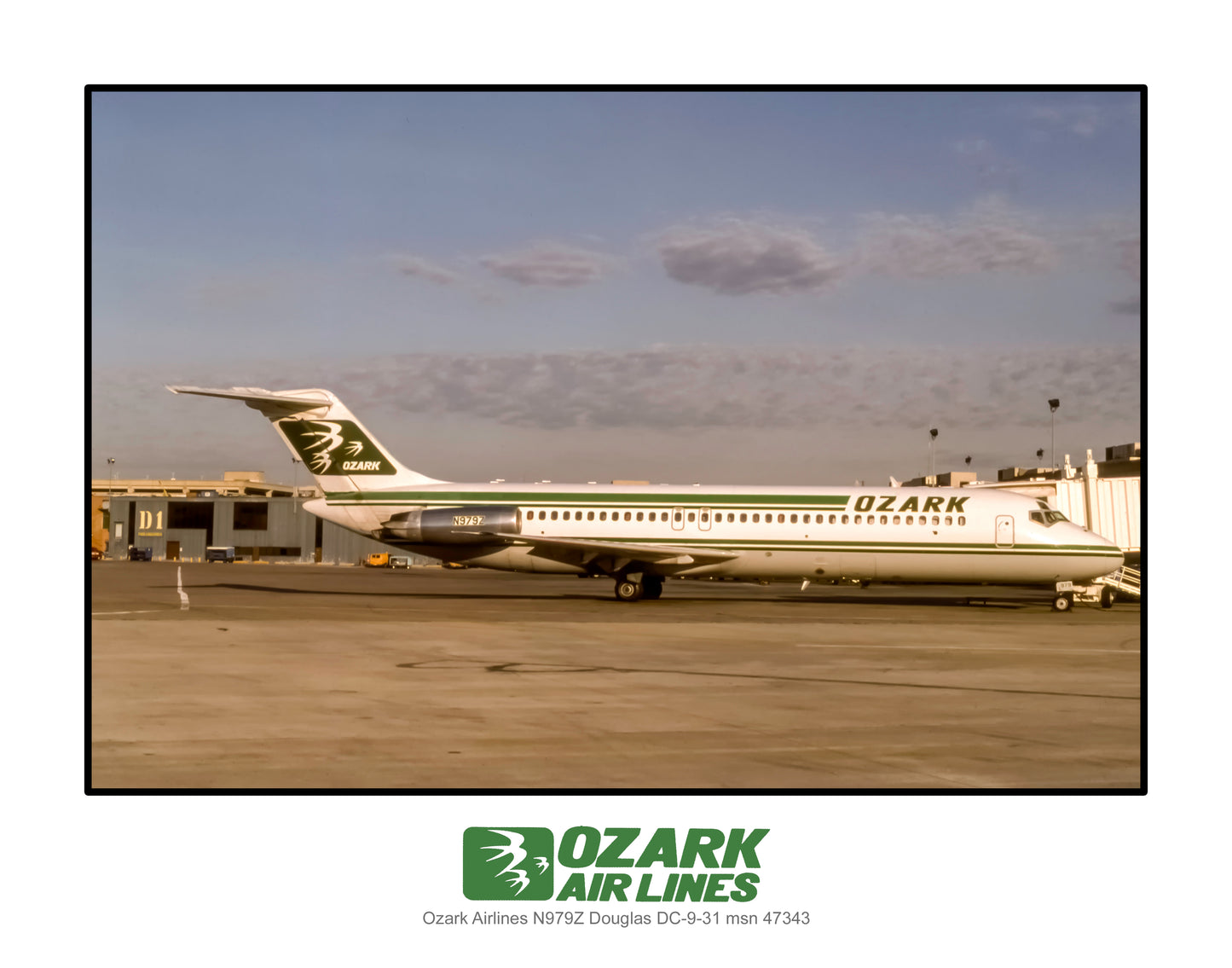 Ozark Airlines Douglas DC-9-31 Color Photograph (C120RGJF11X14)