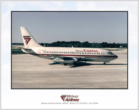 Midway Express Airlines Boeing 737-2T4 Color Photograph J009RGJC11X14