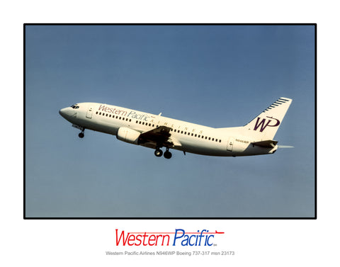 Western Pacific Airlines Boeing 737-317 Color Photograph (K038LAAA11X14)