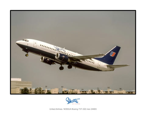Shuttle by United Airlines Boeing 737-322 Color Photograph (K149LAJF11X14)