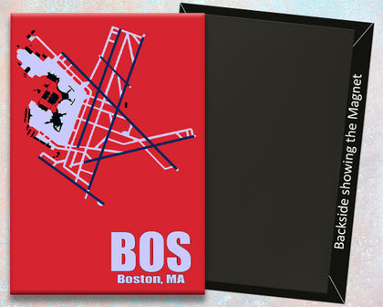 BOS Boston Airport Diagram Map Handmade 3.25" x 2.25" Fridge Magnet (MM10025)