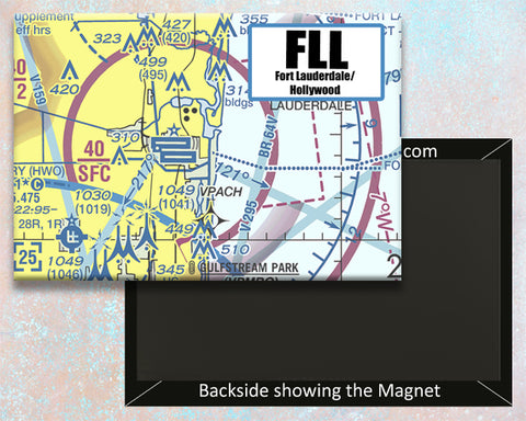 FLL Fort Lauderdale Airport Sectional Map Fridge Magnet (MM10504)