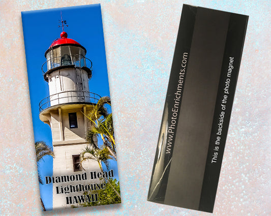 2"x5" handmade color lighthouse fridge magnet of Diamond head lighthouse in Honolulu Hawaii