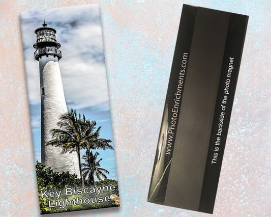 2"x5" handmade color fridge magnet of Key Biscayne Florida lighthouse
