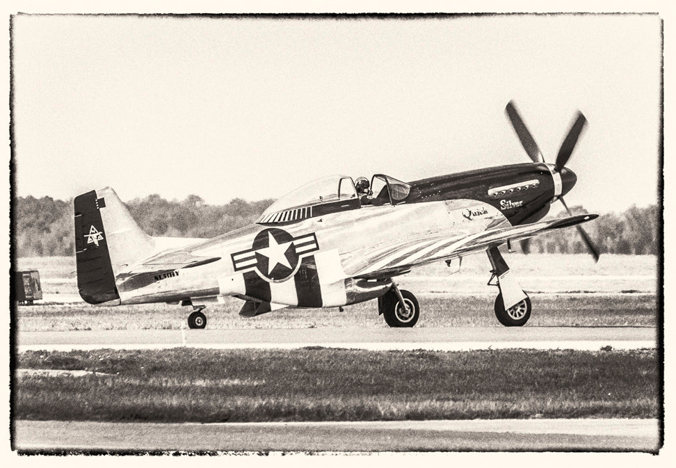 2.25"x3.25" handmade fridge magnet of a P-51 Mustang military aircraft