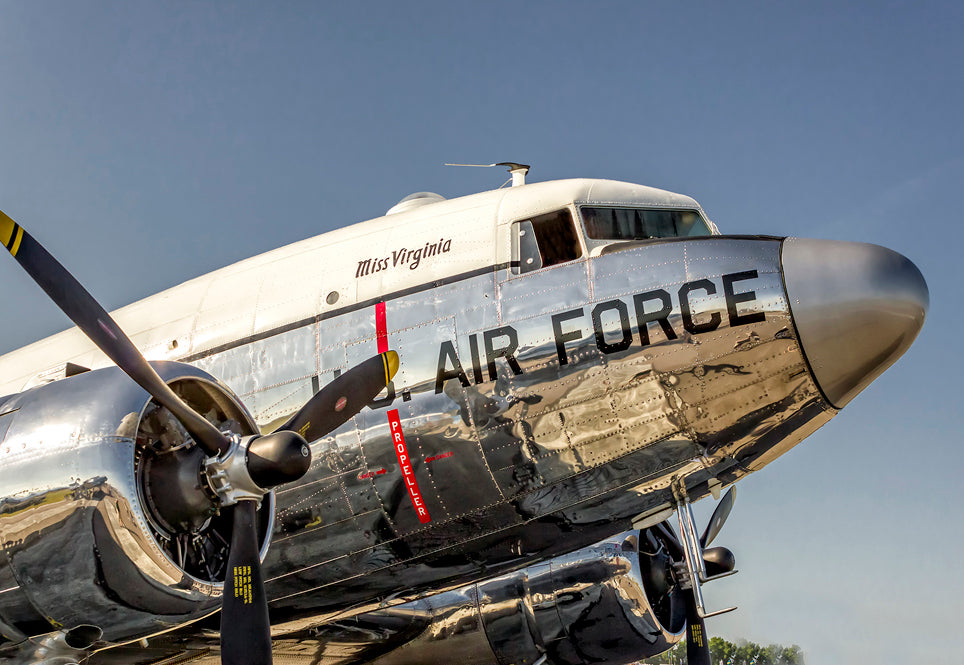 2.25"3.25" handmade fridge magnet of a US Air Force DC-3 Miss Virginia military aircraft