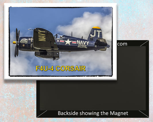 2.25"x3.25" handmade fridge magnet of a F4U-4 Corsair military aircraft