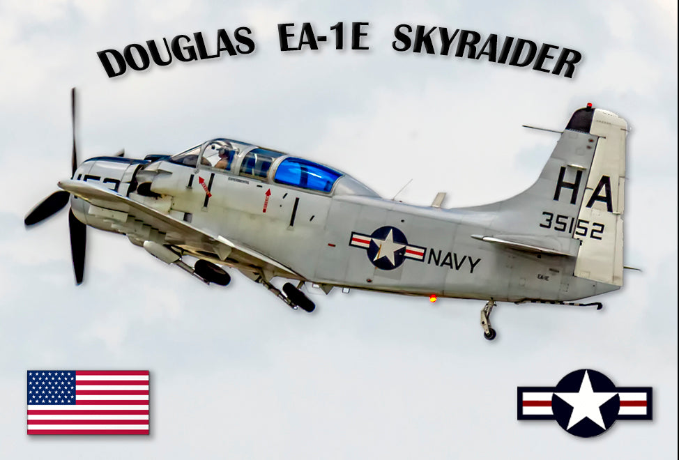 2.25"x3.25" handmade fridge magnet of a US Navy Douglas EA-1E Skyraider military aircraft