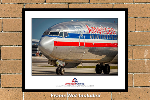 American Airlines Legacy Boeing 737 Nose Color Photograph (UU125LGJM11X14)